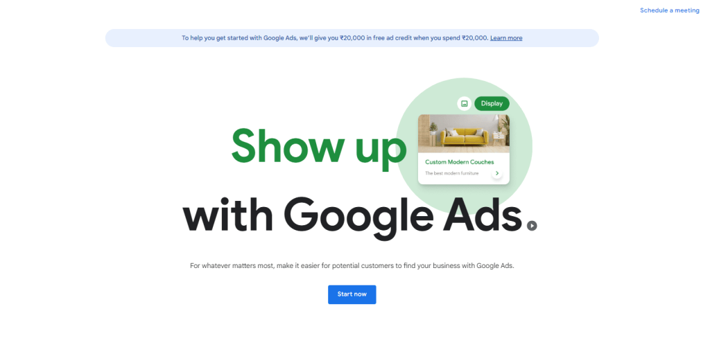 White Space Used by Google Ads Page - UI UX desing principles