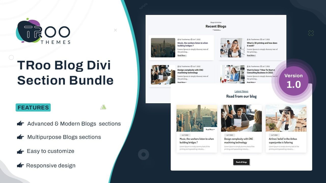 TRoo Blog Divi Section Bundle