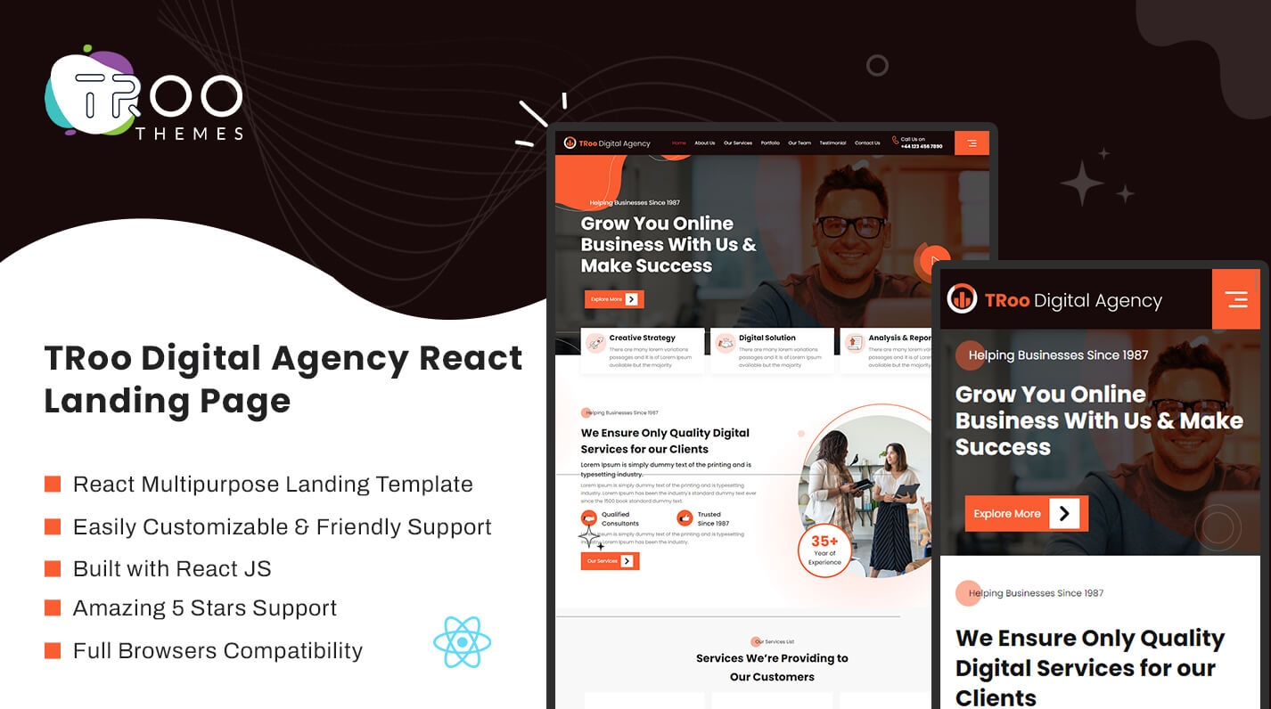 TRoo Digital Agency React Landing Page