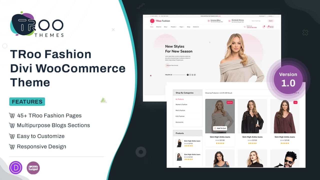 TRoo Fashion WooCommerce Divi Child Theme