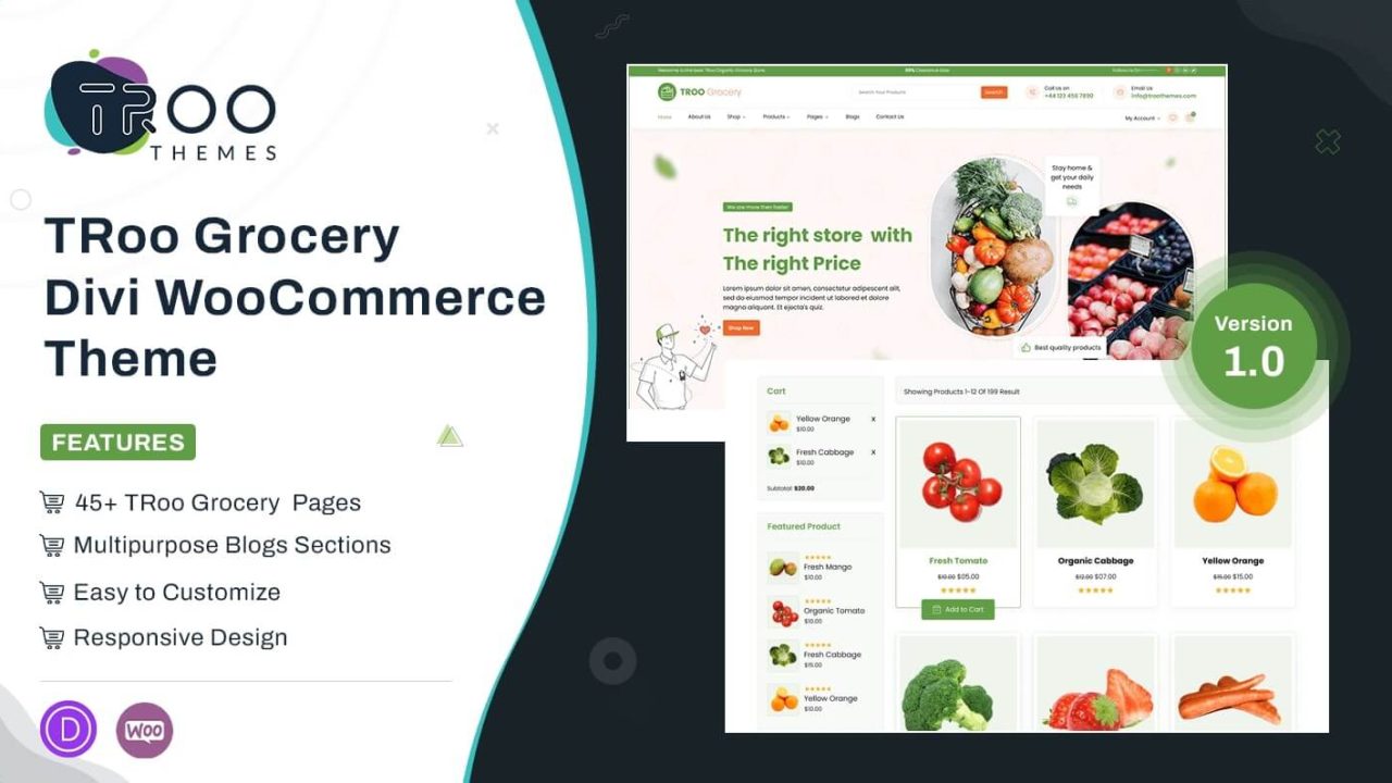 TRoo Grocery WooCommerce Divi Child Theme