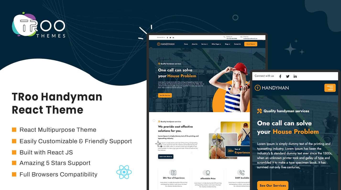 TRoo Handyman React JS Theme