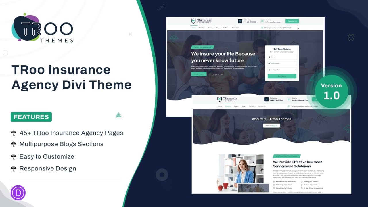 TRoo Insurance Agency Divi Theme