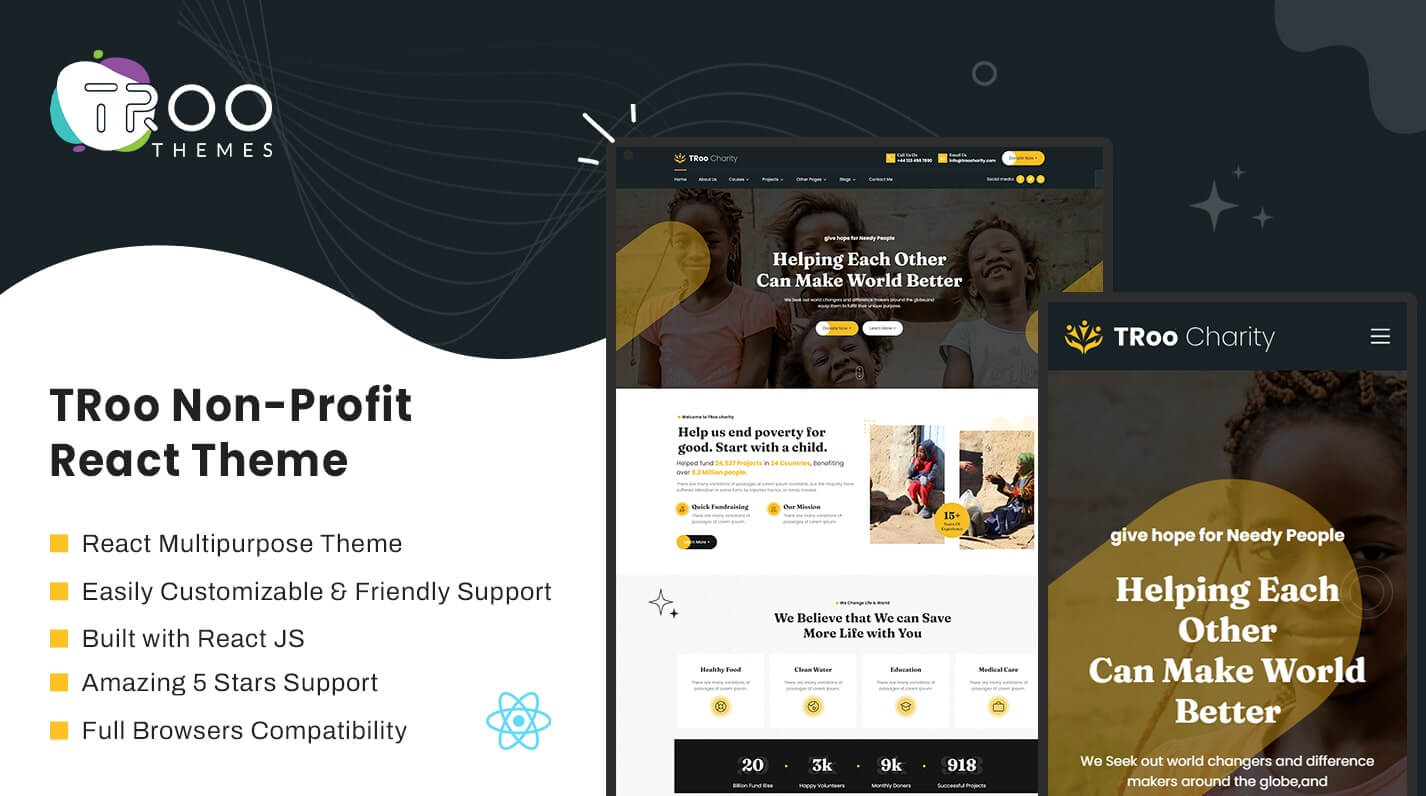 TRoo Non Profit Charity React JS Theme