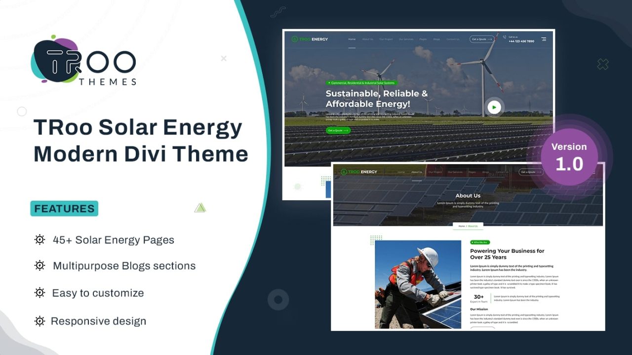 TRoo Solar & Green Energy Divi Child Theme