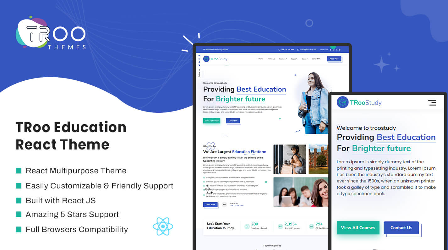 TRoo Study Education React JS Theme