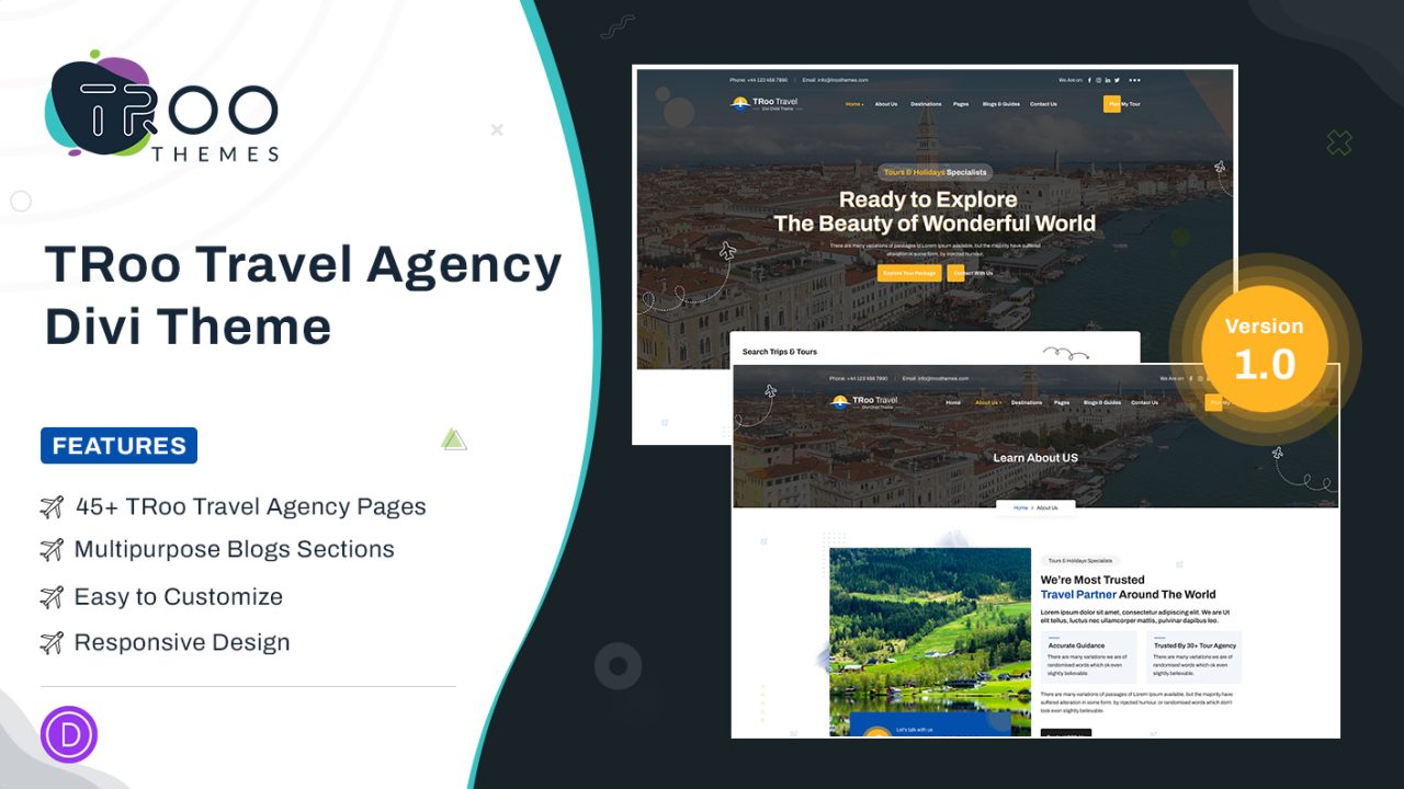 TRoo Travel Agency Divi Child Theme