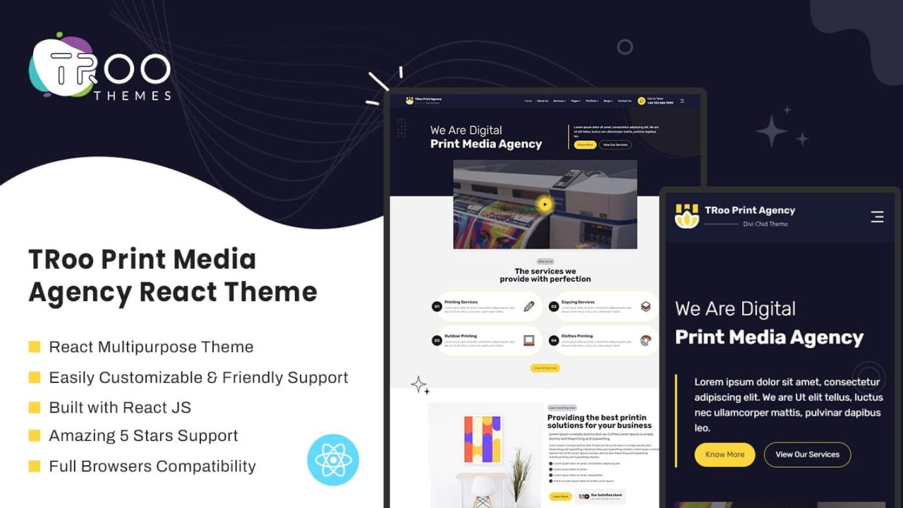 TRoo Printing React JS Theme - TRooThemes