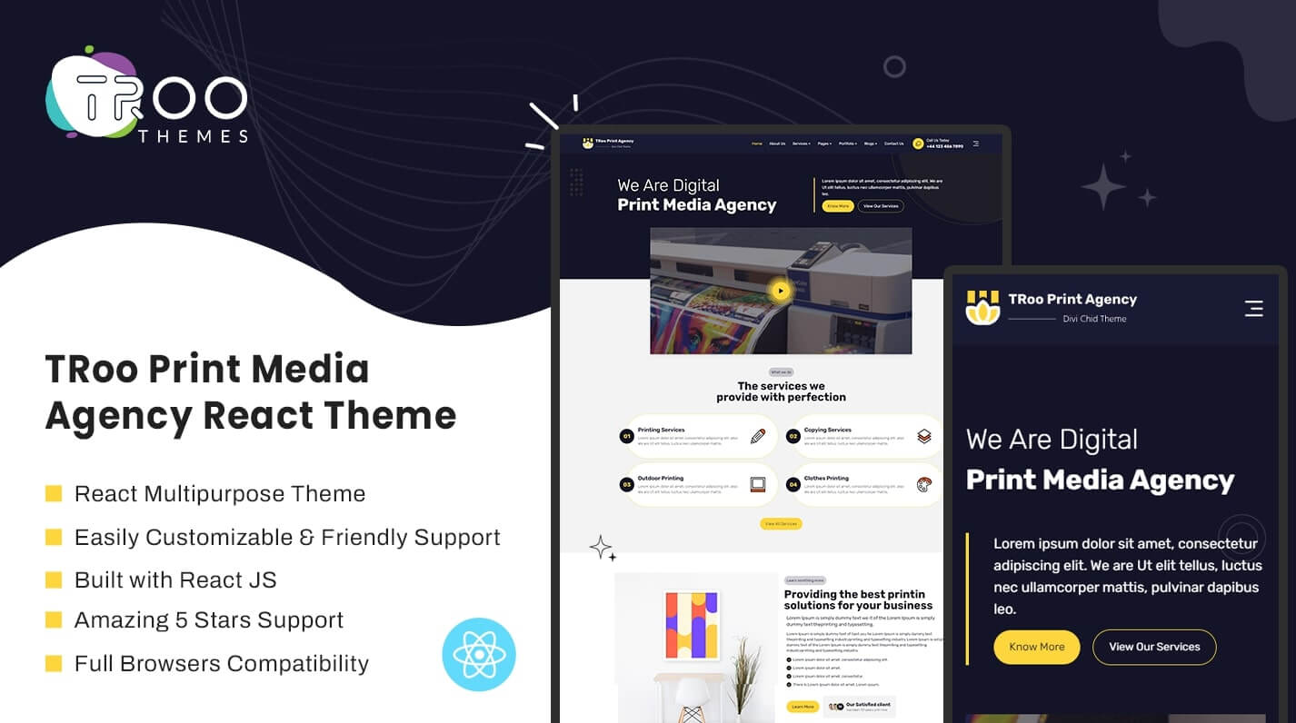 TRoo Printing React JS Theme - TRooThemes