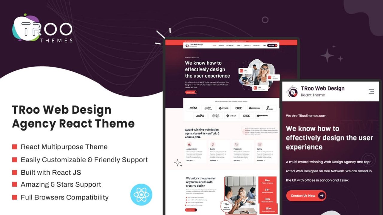 TRoo Web Design Agency React JS Theme
