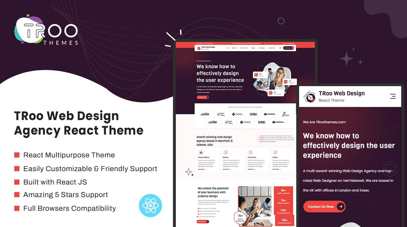 TRoo Web Design Agency React JS Theme