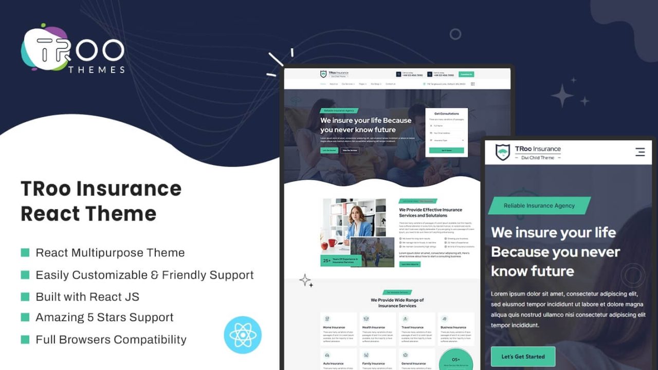 TRoo Insurance - React Theme Insurance Agent