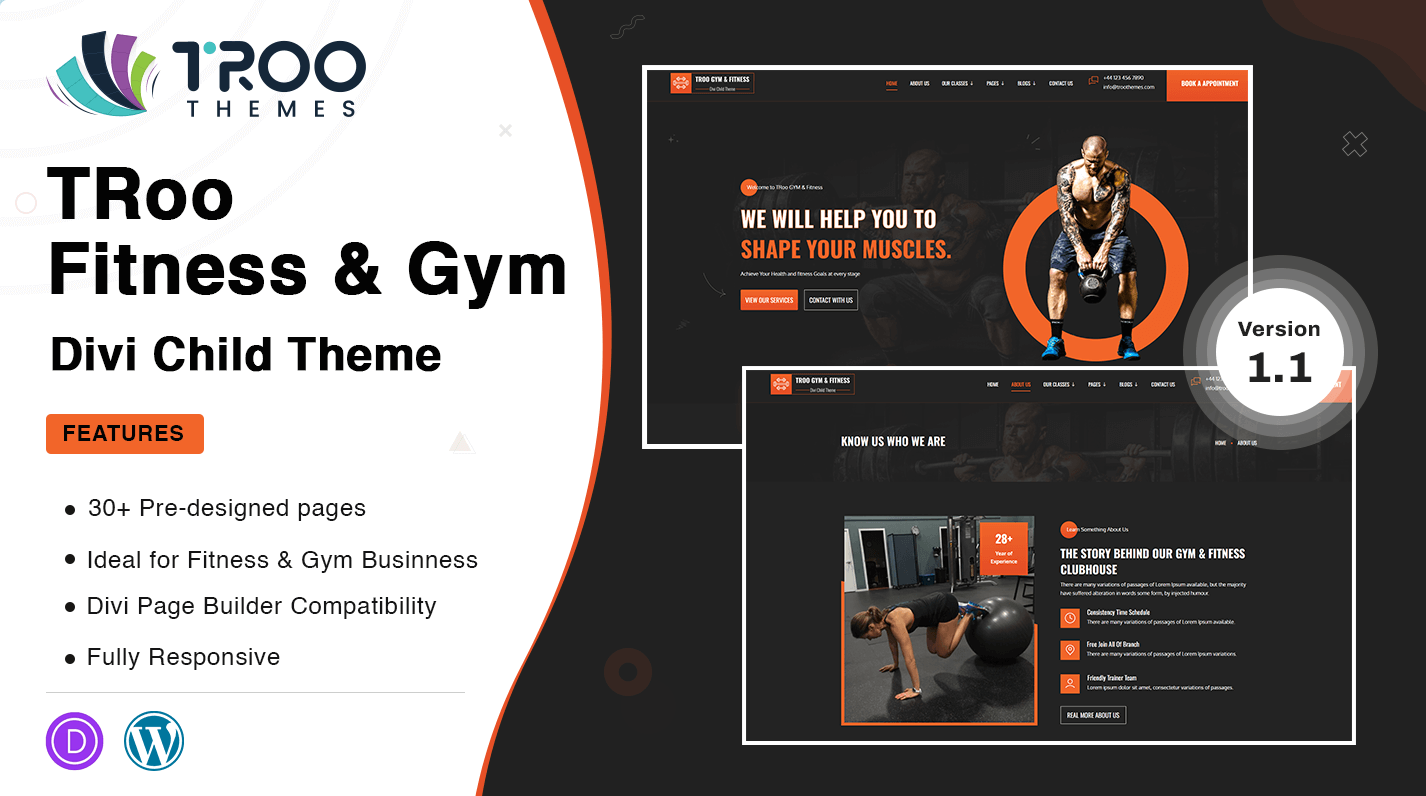 TRoo Fitness & Gym - Divi Child Theme Featured Image