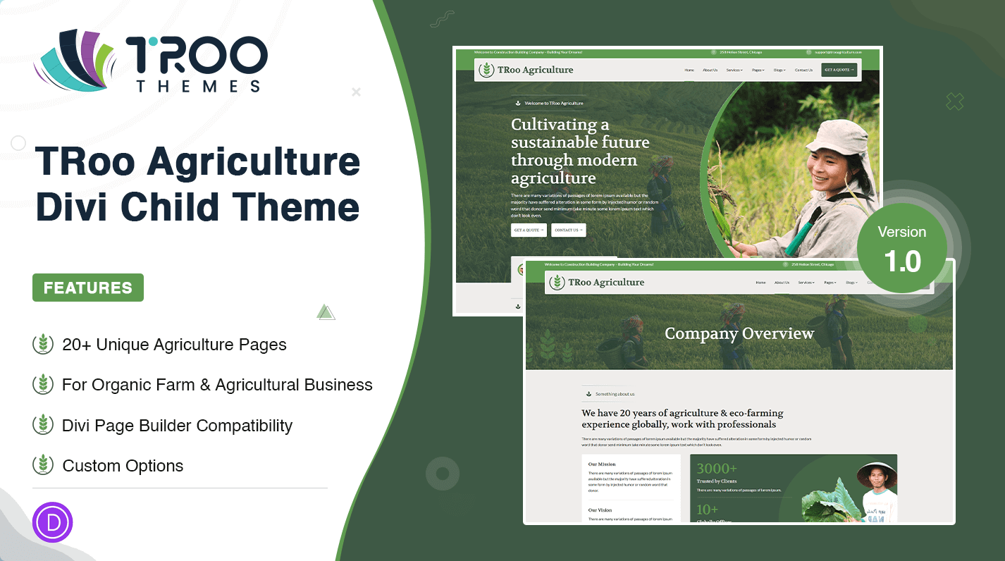 TRoo Divi Agriculture Child Theme - Featured Image