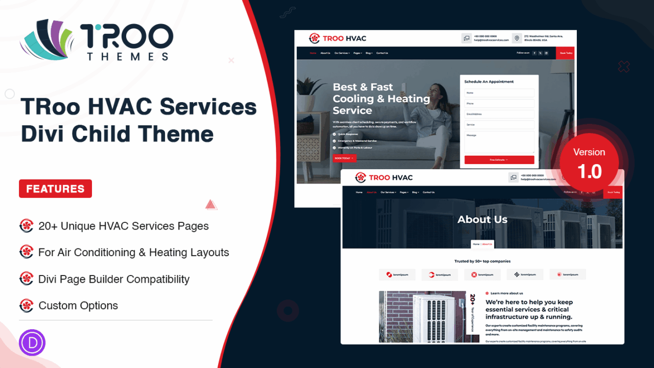 TRoo HVAC Services Divi Child Theme - Featured Image