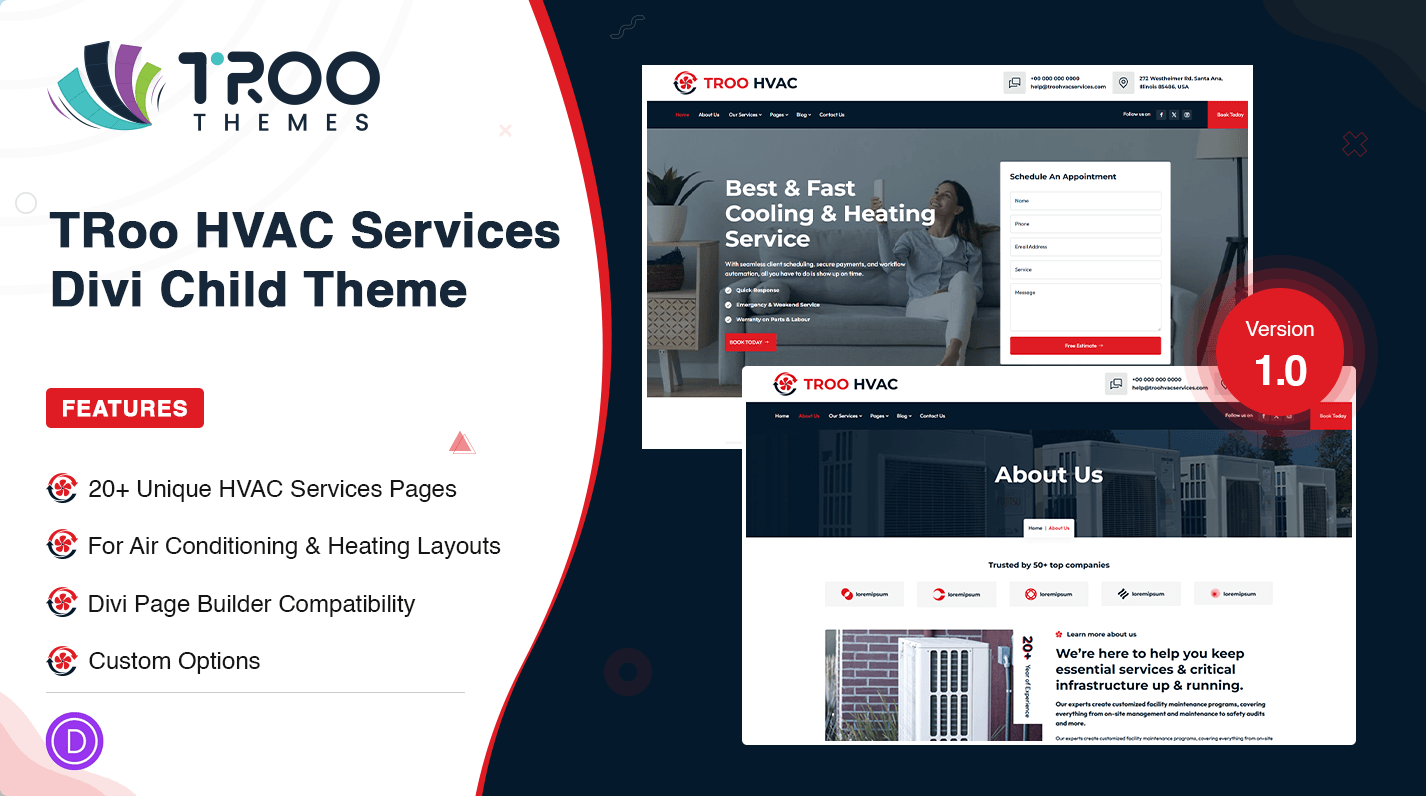 TRoo HVAC Services Divi Child Theme - Featured Image