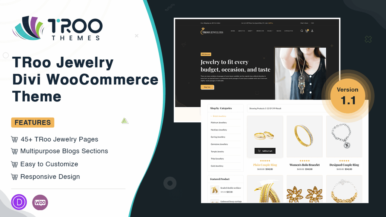 TRoo Jewelry Shop Divi Woocommerce Theme Featured Image