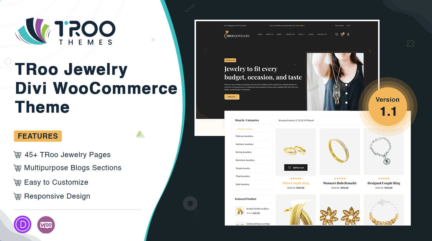 TRoo Jewelry Shop Divi Woocommerce Theme Featured Image