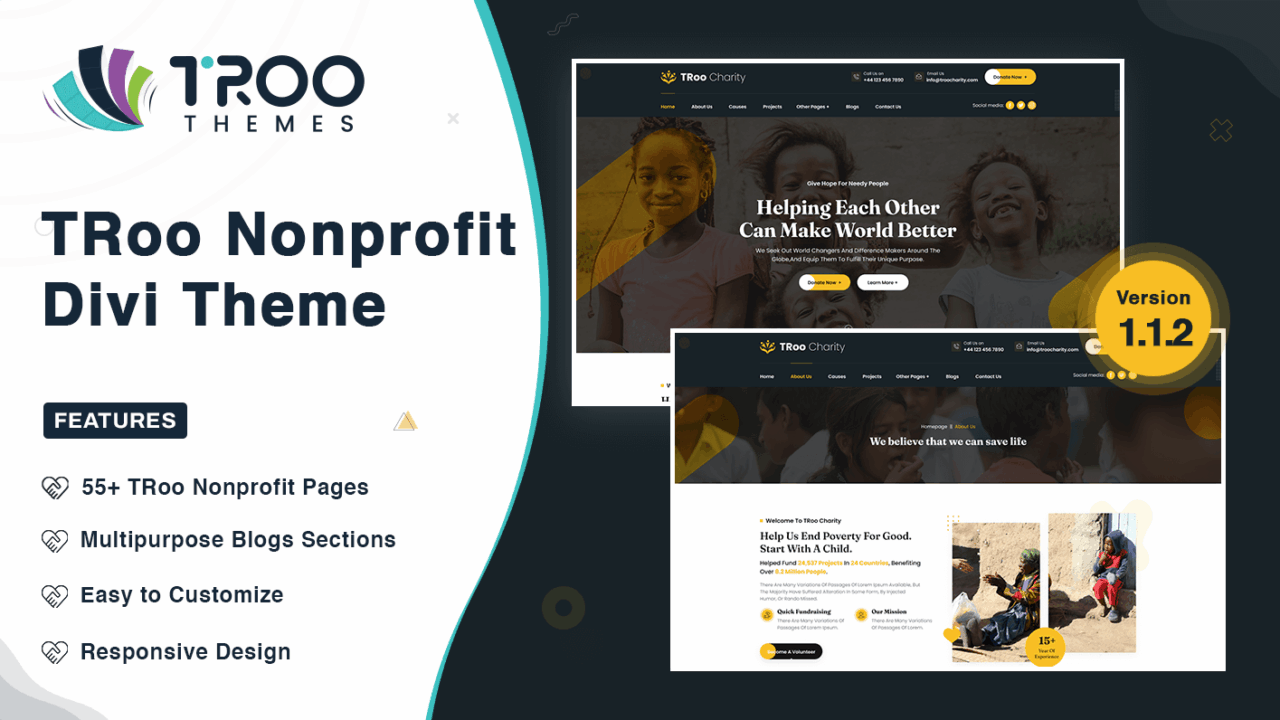 TRoo Nonprofit - Divi Child Theme Featured Image