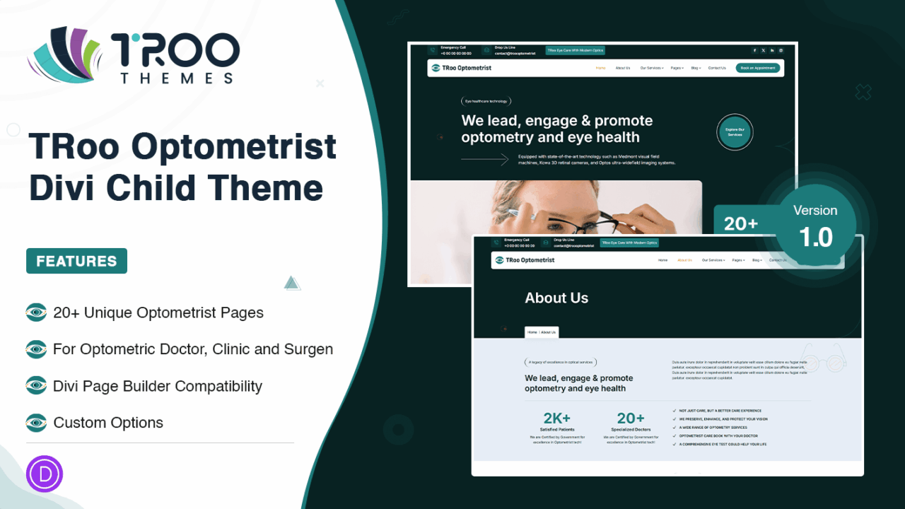 TRoo Optometrist Divi Child Theme Featured Image