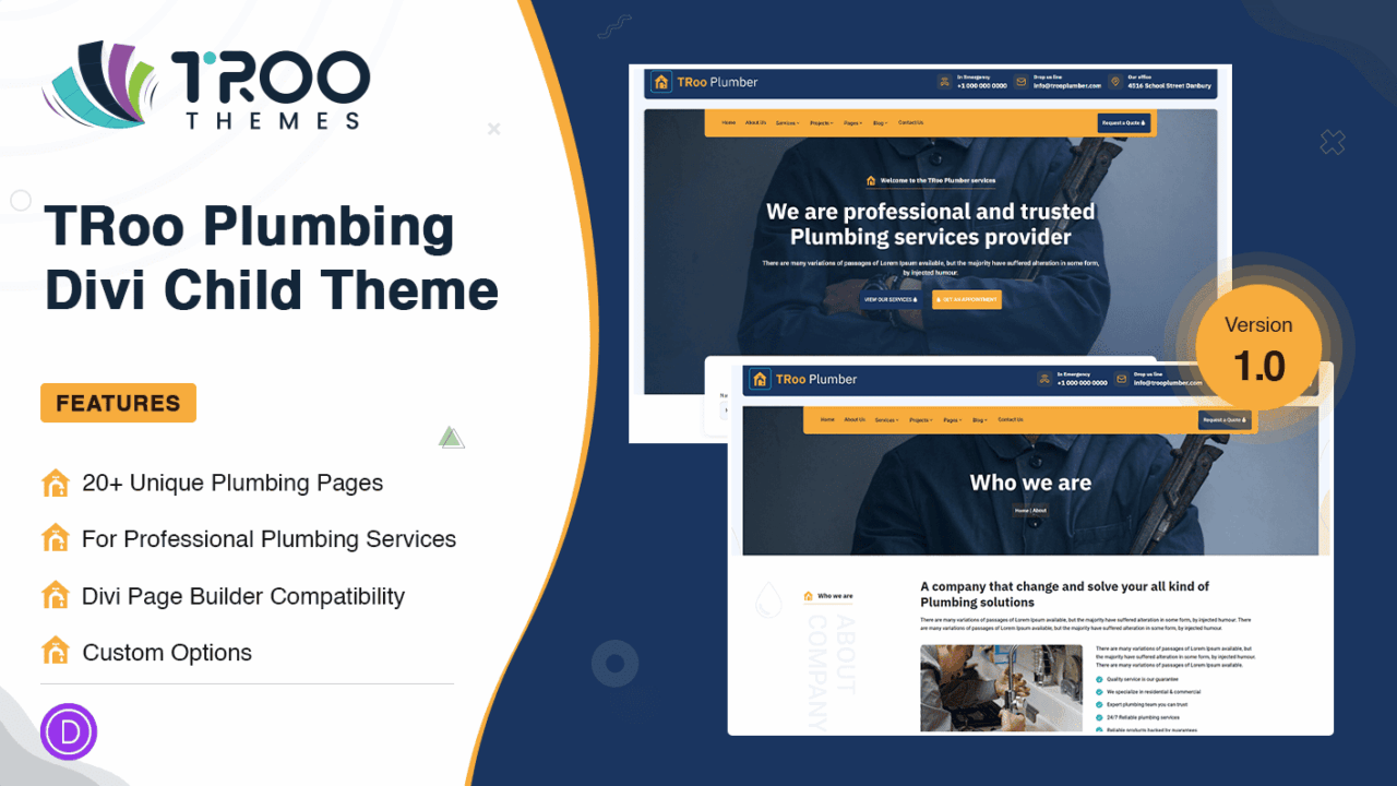 TRoo Plumbing Divi Child Theme Featured Image