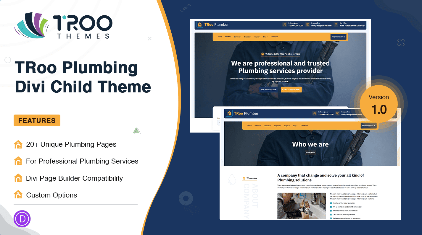 TRoo Plumbing Divi Child Theme Featured Image