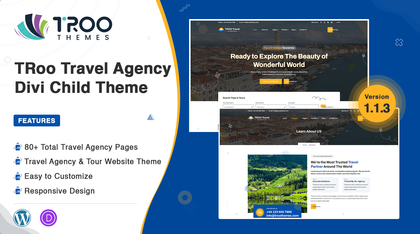 TRoo Travel Agency - Divi Child Theme Featured Image